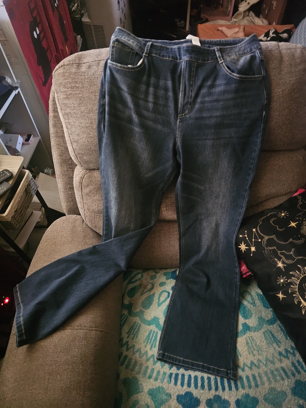HALARA Women's Dark Blue Distressed Stretch Bootcut Jeans